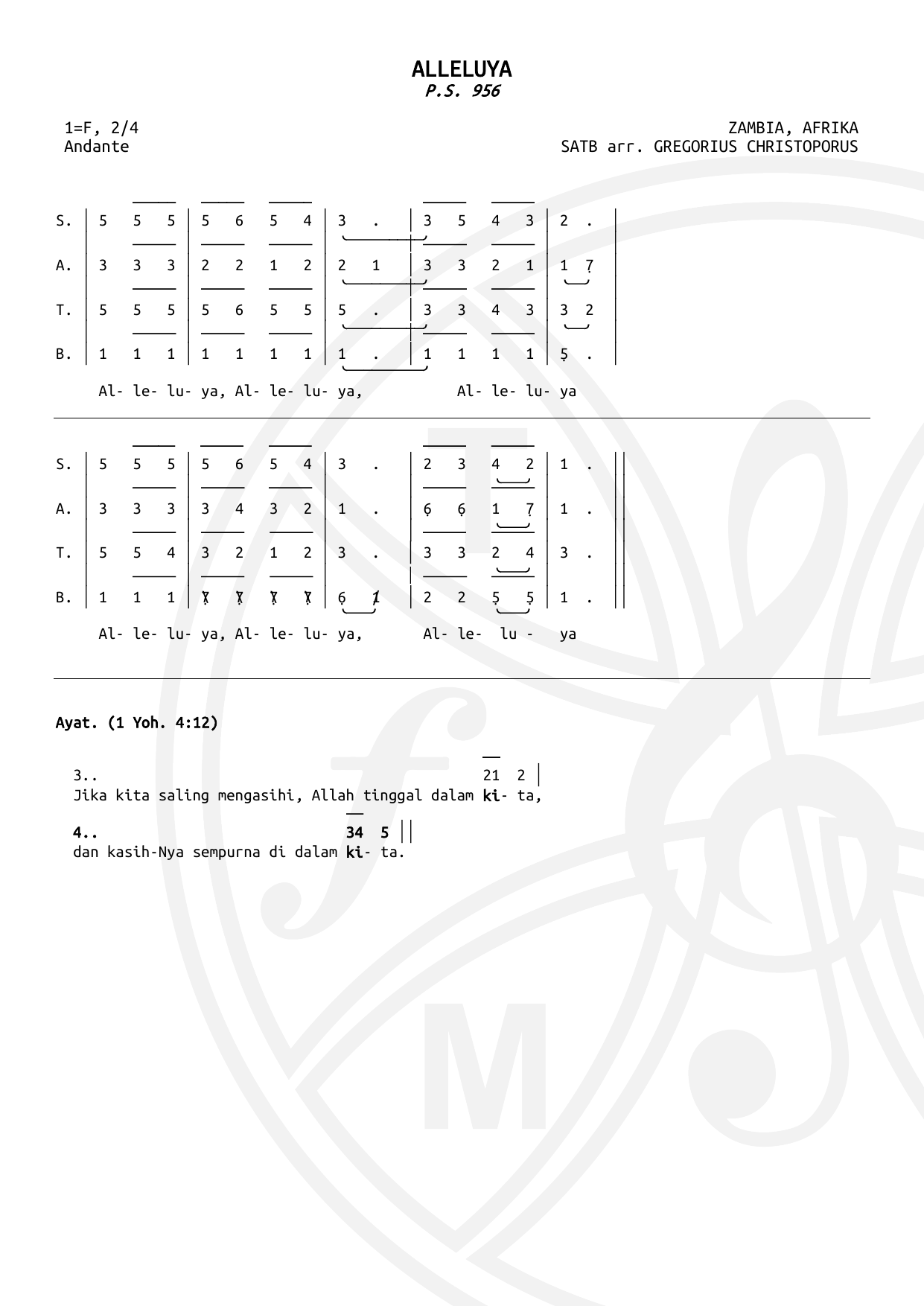 Alleluya 956 arr. Gregorius Christoporus